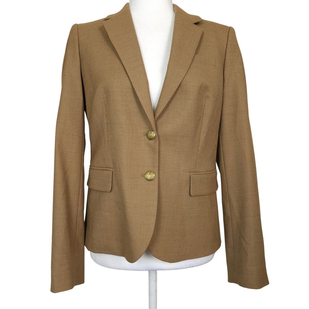 NWT J.Crew Wool Blend Schoolboy Blazer 6 Tan Gold